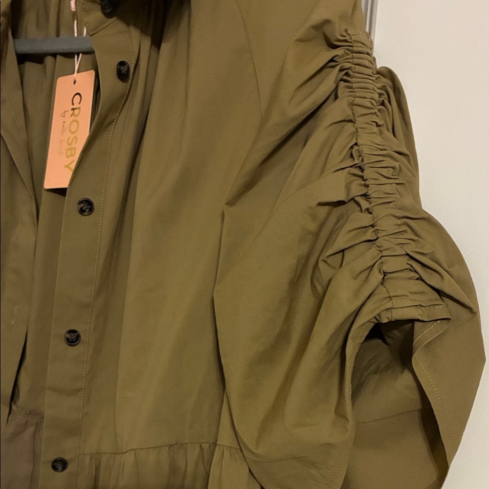 CROSBY by Mollie Burch Olive Button-Up Midi Dress - Picture 3 of 7